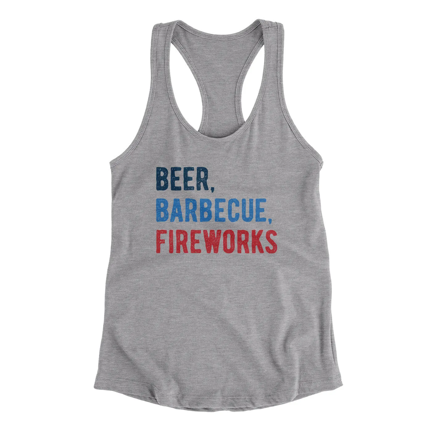 Beer, Barbecue, Fireworks Women's Racerback Tank