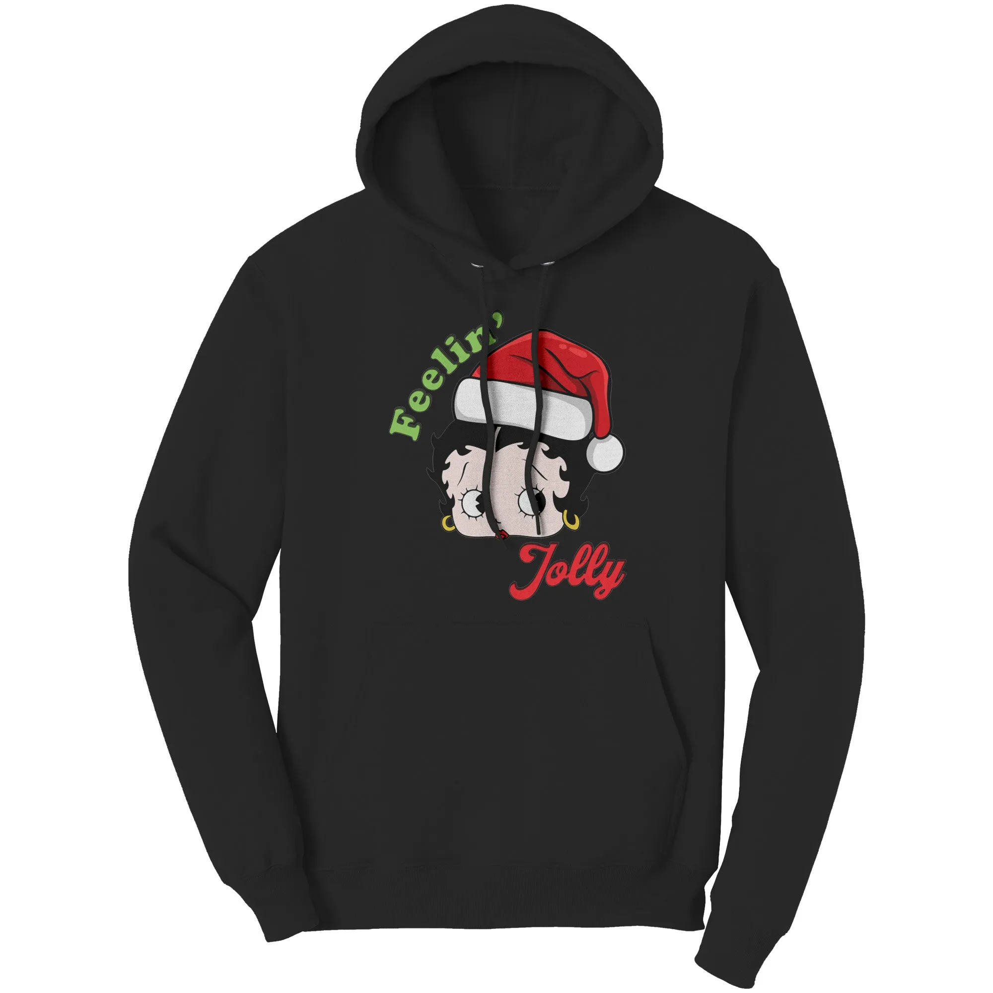 Feeling Jolly Hoodie, Betty Boop Christmas Hoodie, Unique Holiday Gift for Her, Women's Christmas Sweater, Betty Boop Hoodie, Womens Hoodie