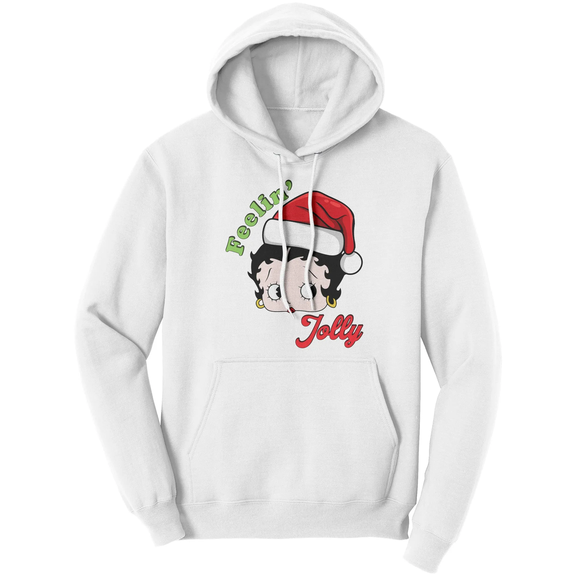 Feeling Jolly Hoodie, Betty Boop Christmas Hoodie, Unique Holiday Gift for Her, Women's Christmas Sweater, Betty Boop Hoodie, Womens Hoodie
