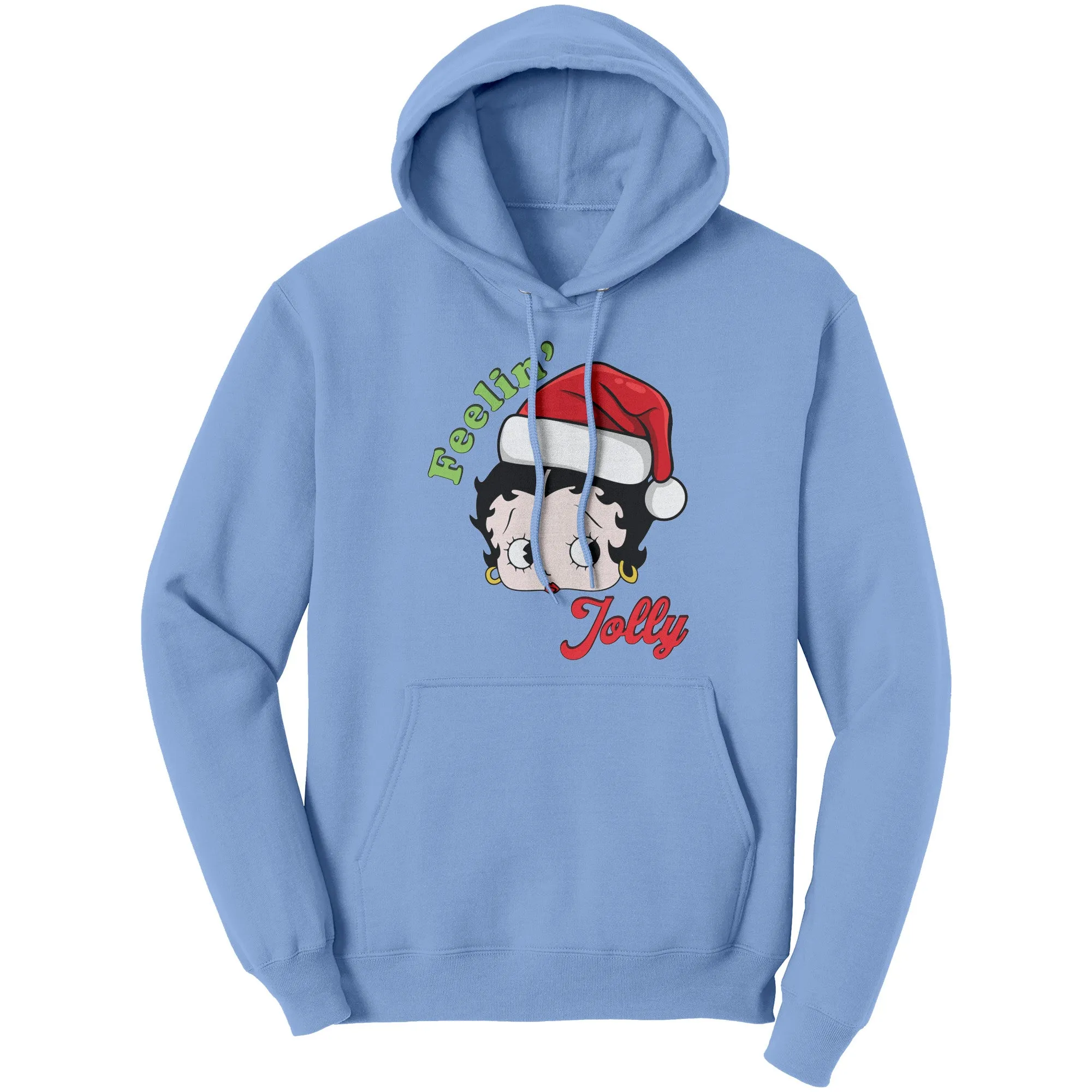 Feeling Jolly Hoodie, Betty Boop Christmas Hoodie, Unique Holiday Gift for Her, Women's Christmas Sweater, Betty Boop Hoodie, Womens Hoodie