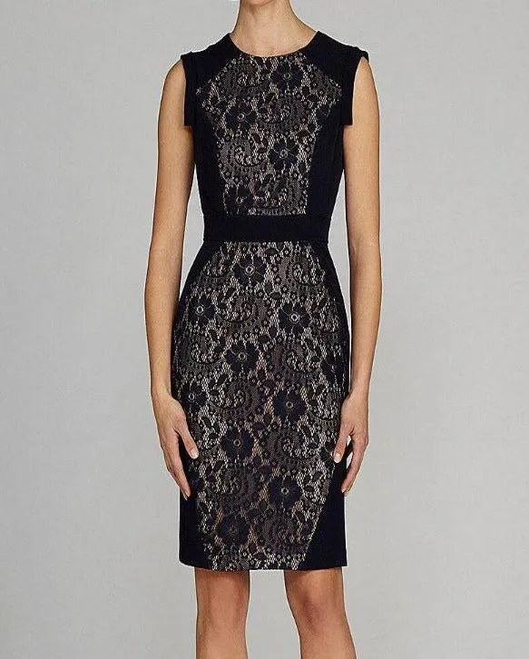 Lace It On Me Navy Blue Sheath Dress