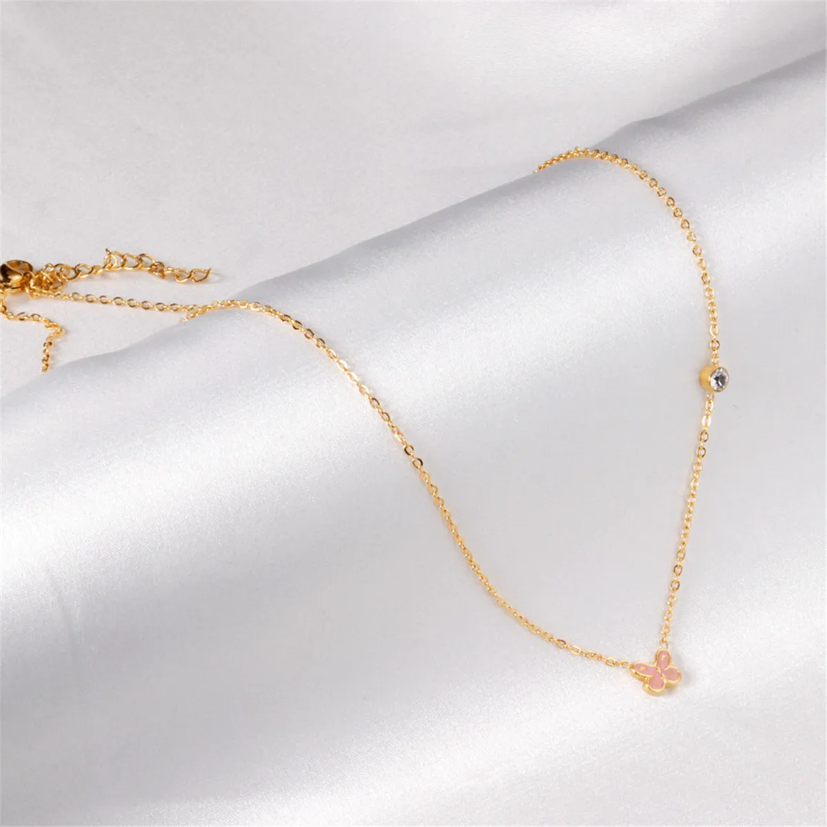 Pink Enamel & 18K Gold-Plated Butterfly Pendant Necklace