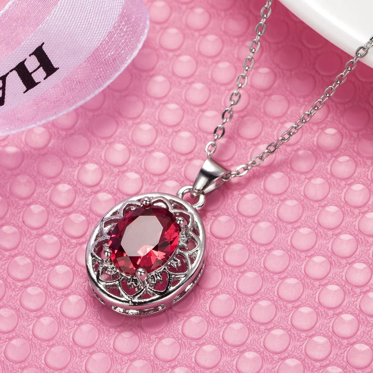 Rose Crystal & Silver-Plated Floral Pendant Necklace