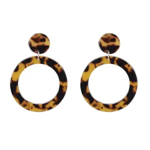 Tortoise Open Circle Drop Earrings