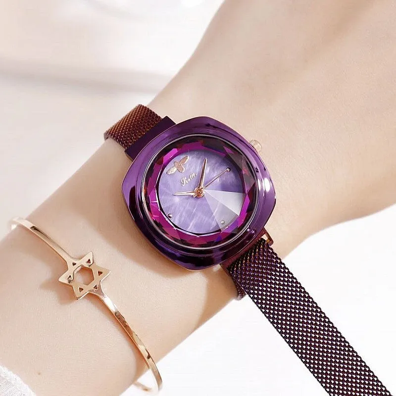Women's Watch Bee Diamond Square Large Dial Milan Strap Elegant Watch